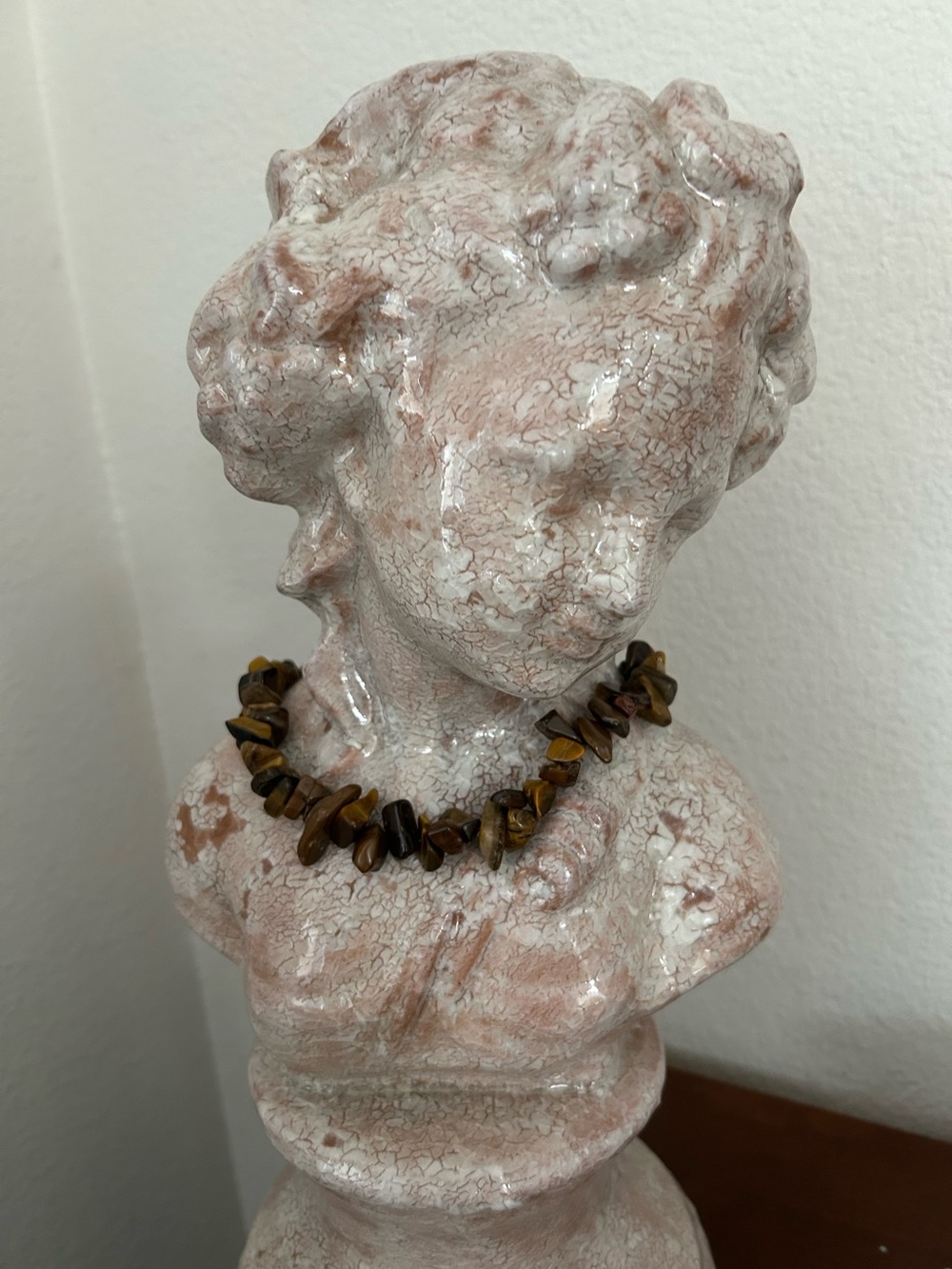 Vintage handmade, Natural Tigers Eye stone. Necklace - Brown 18”
